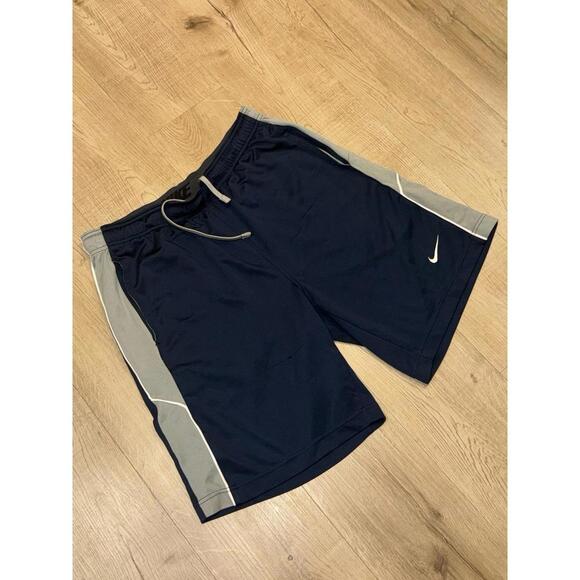 Vintage Y2K Nike Dri-Fit Navy/Grey Hoop Shorts Rare Sz M - Picture 1 of 5